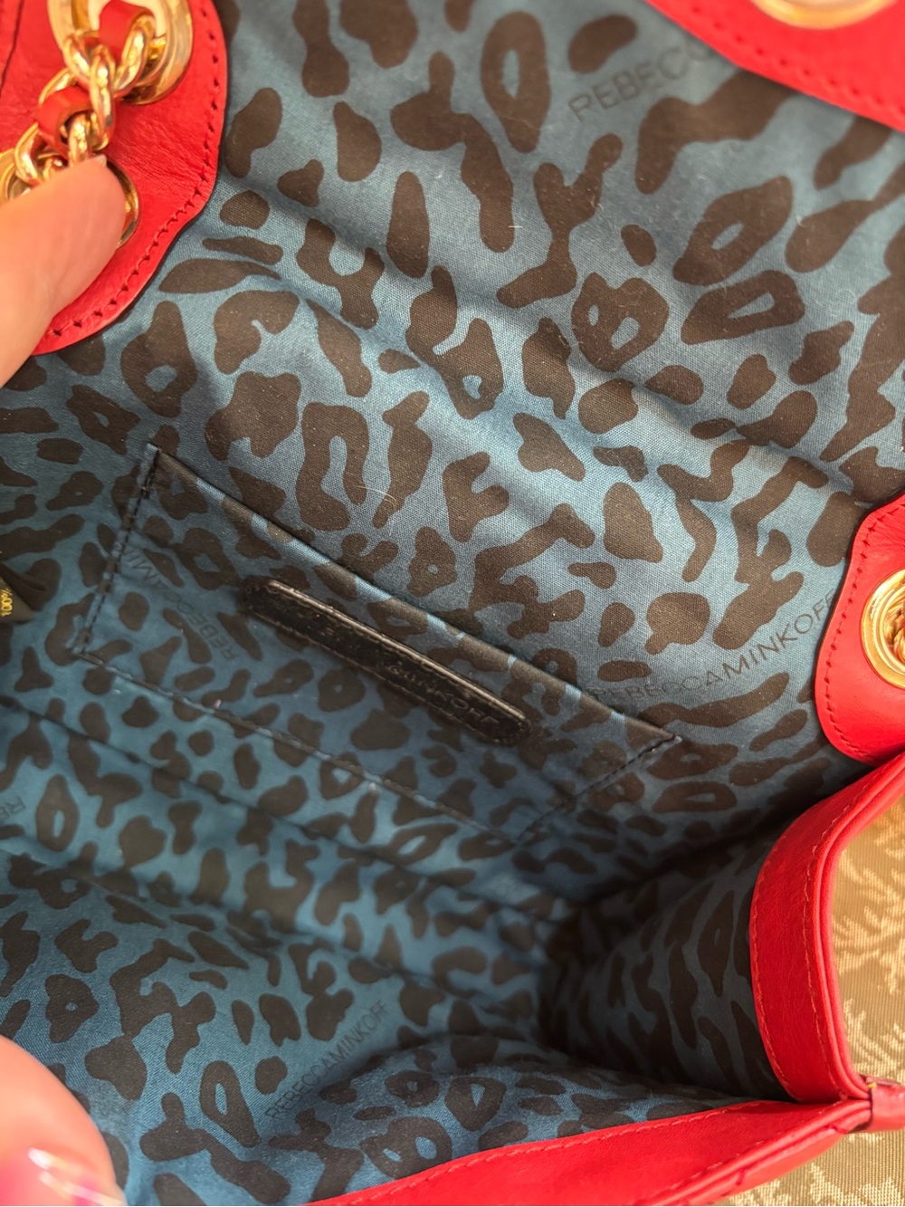 REBECCA MINKOFF Red Leather Quilted Chain Shoulder Bag - Picture 9 of 12